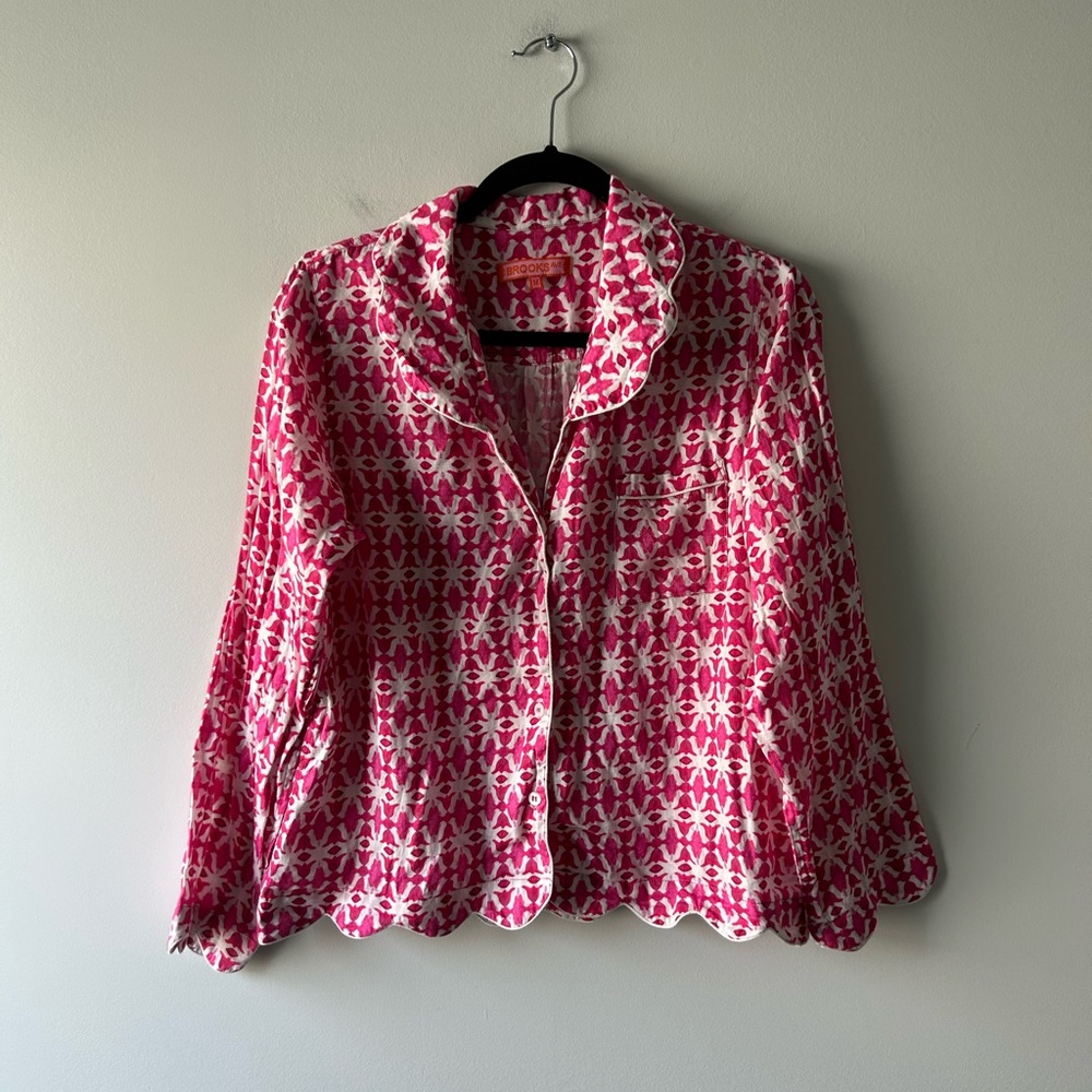 Brooks Avenue pink and white cotton lounge/pajama top
